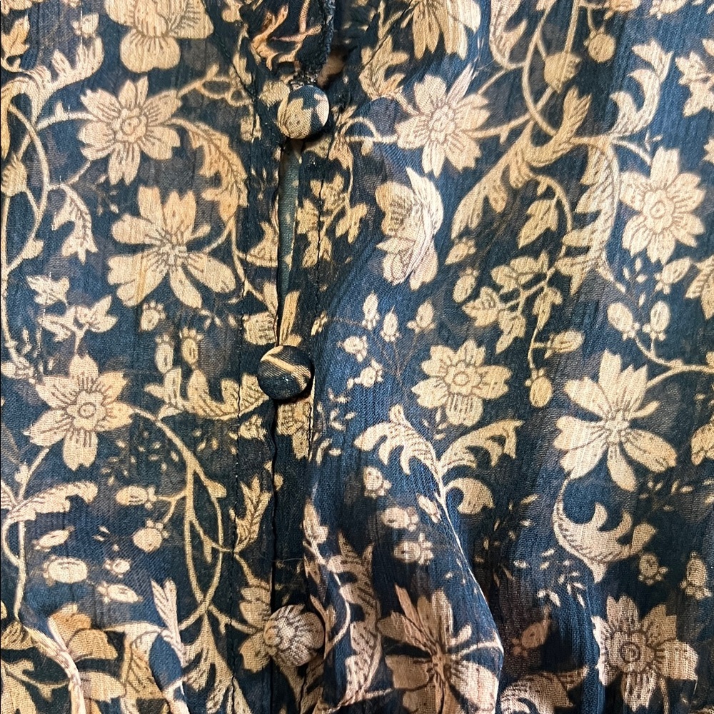 Lulu's She’s The Sweetest Black and Brown Floral Long Sleeve Sheer Blouse Size S - Picture 7 of 12